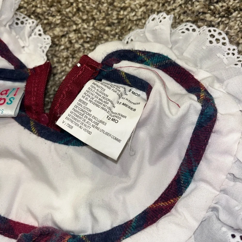 Small Steps for Infants Vintage Christmas romper plaid size 12 months
